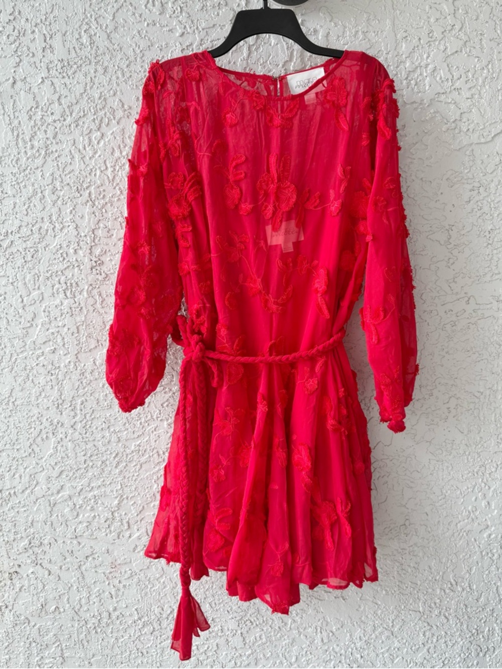 Anthropologie Mare Mare Red Amal Textured Mini Dress Size Large - Picture 2 of 15